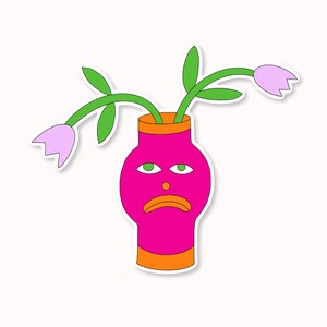Trauriger Vase Sticker / 3" x 1.6"