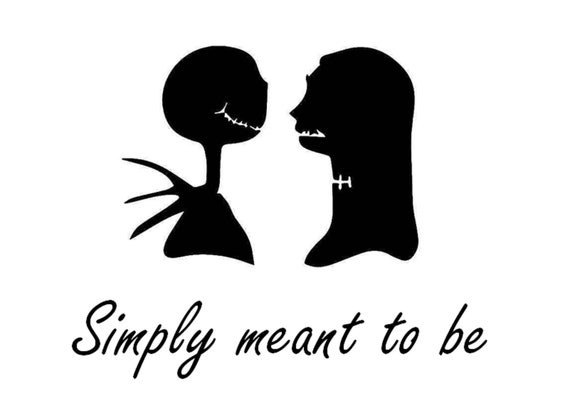 Jack And Sally Simply Meant To Be Vinyl Box Frame Decal