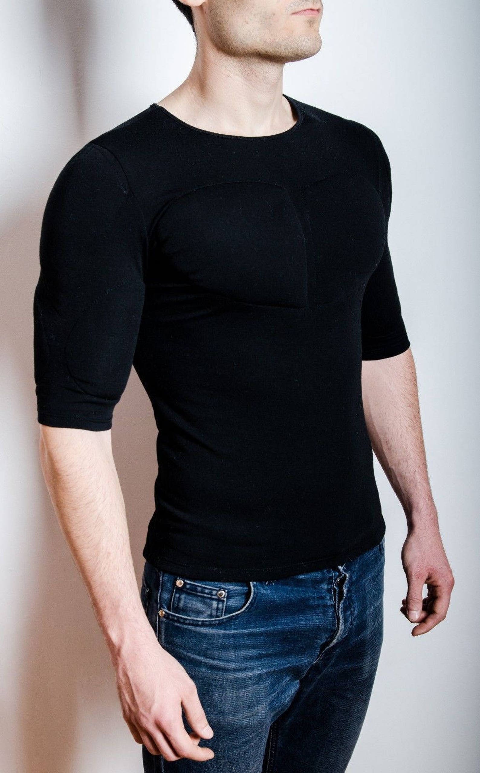 padded shirt with topstitching