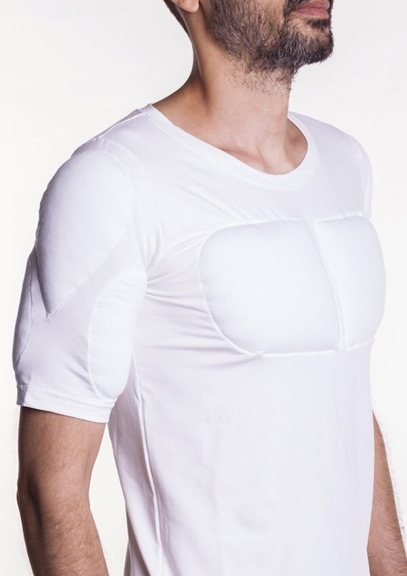 White 1/2 Sleeve Padded Undershirt. T Shirt With Muscles. Fake | Etsy