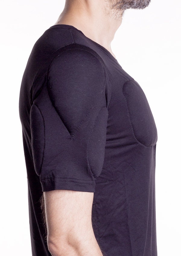 Black 1/2 Sleeve Padded Undershirt. T Shirt With Muscles. Fake Etsy