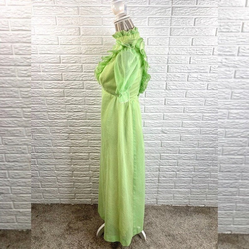 Vintage Green Polka Dot Ruffled Cottagecore Dress image 3