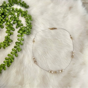 Vintage Beaded Faux Pearl Wire Collar