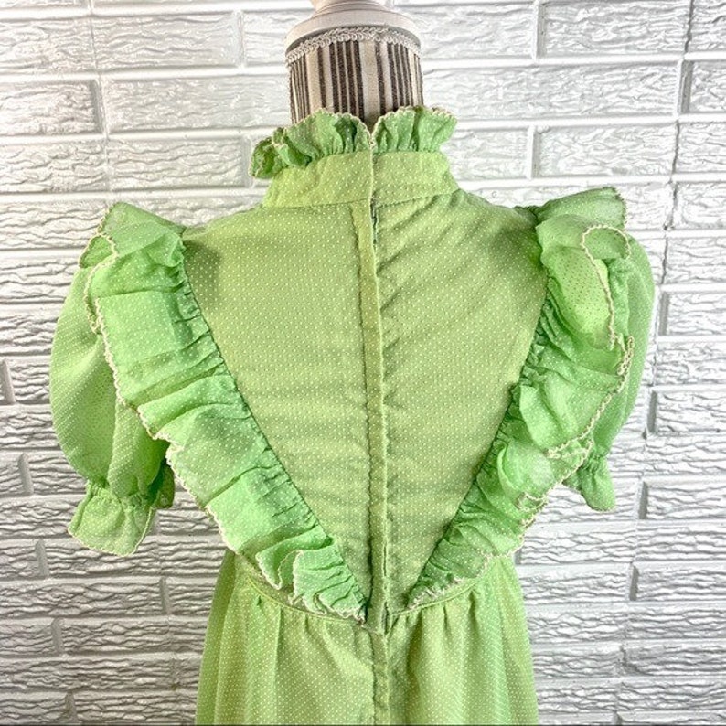 Vintage Green Polka Dot Ruffled Cottagecore Dress image 9