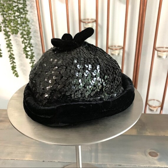 Vintage 50s Glenover Henry Pollak Sequined Hat - image 3