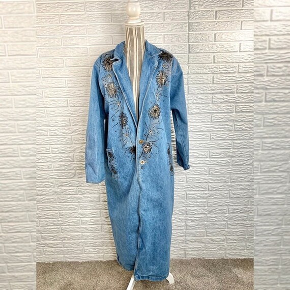 Vintage Sun Belt Denim Jean Jacket Painted Flowers