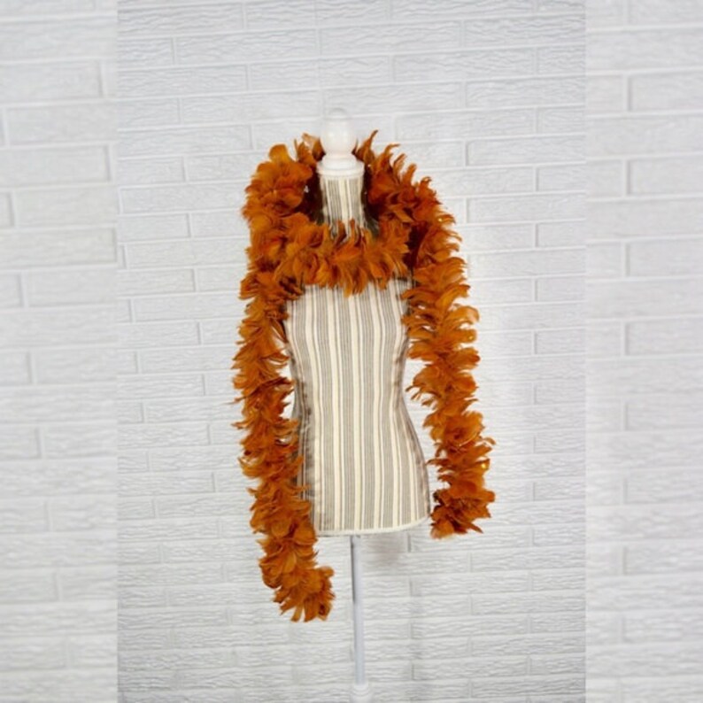 Vintage Feather Boa Orange with Gold Accents Etsy