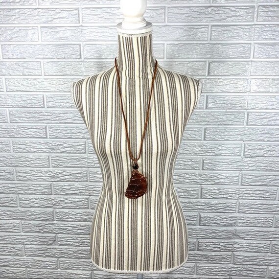 Vintage Long Suede & Glass Necklace - image 2