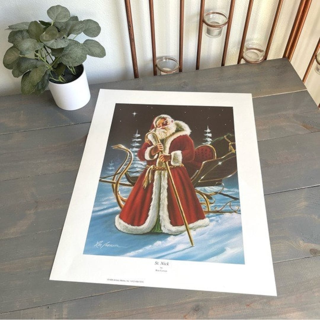 サンタ Vintage 1999 Ron Iverson St. Nick Christmas Santa Claus Print