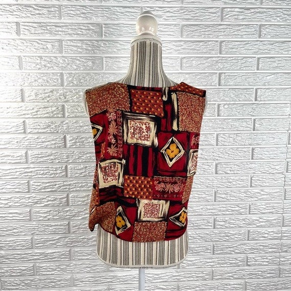 Vintage JD Wright Patterned Patchwork Vest Size 1… - image 6