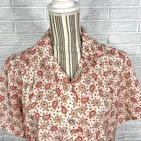 Vintage Cos Cob Paisley Patterned Button Up Shirt… - image 2