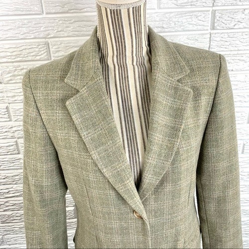 Orders Vintage Pendleton Grey Green Plaid Wool Blazer