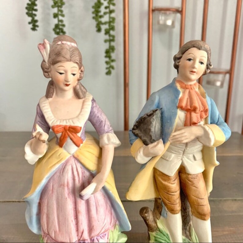 Vtg Victorian Couple Figurines Bisque Porcelain Etsy