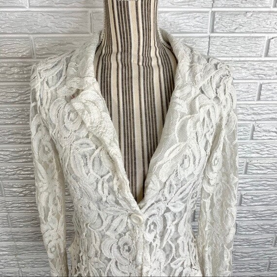 Vintage 90s Windsor Sheer White Lace Jacket - image 2