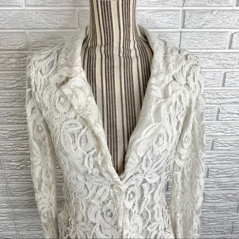 Vintage 90s Windsor Sheer White Lace Jacket