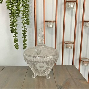 Vintage Florale Glas Deckeldose Mit Spitze