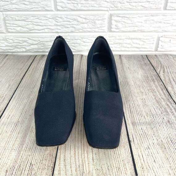 Vintage Stuart Weitzman Navy Blue Square Toe Heels Size 5M  display picture 2