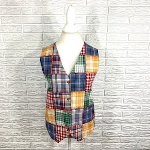 Vintage Handmade Plaid Patches Vest