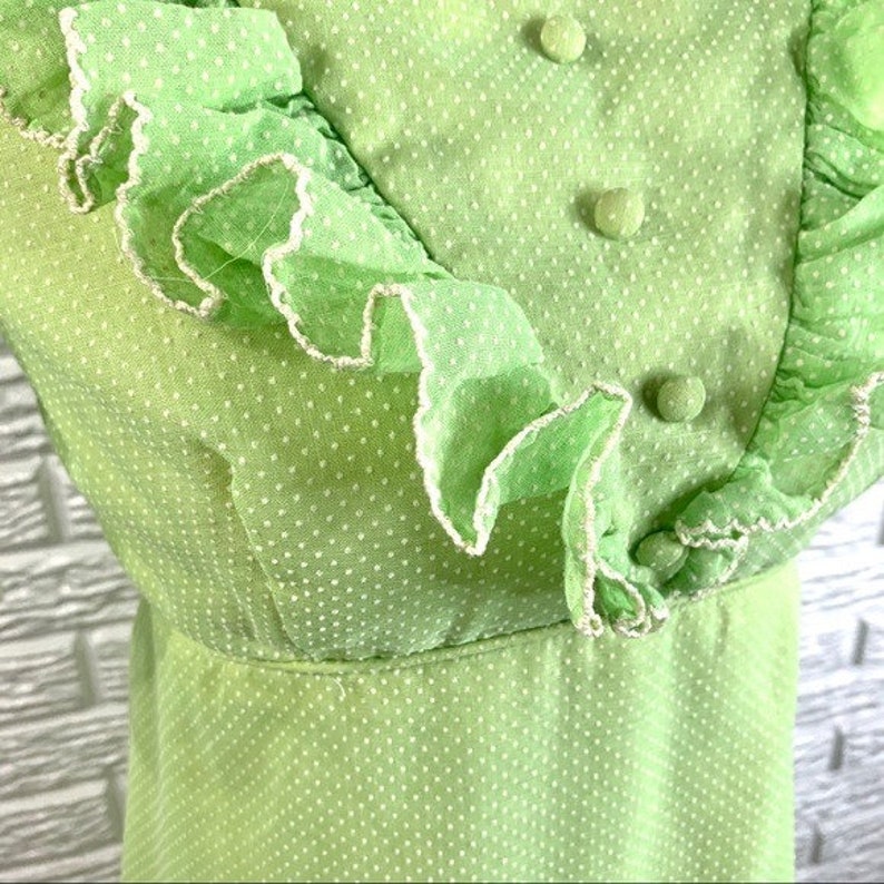 Vintage Green Polka Dot Ruffled Cottagecore Dress image 7