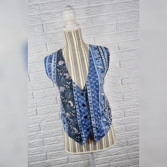 Soft Surroundings Sz 2X Plus Teal Blue Floral Button Front Blouse Top