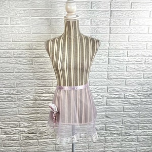 Vintage Waist Apron Lavender Mesh White Lace Trim Floral Accent