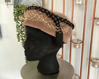 Vtg Jo Lyn Original Elegance Toque Netted Wool Hat