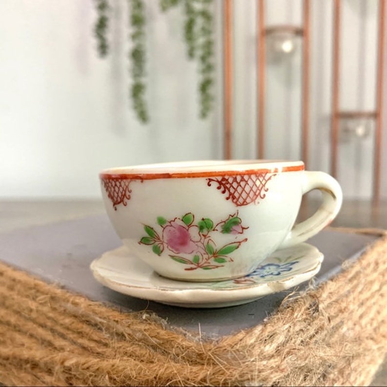 Vintage Small Floral Porcelain Tea Cup Saucer Set