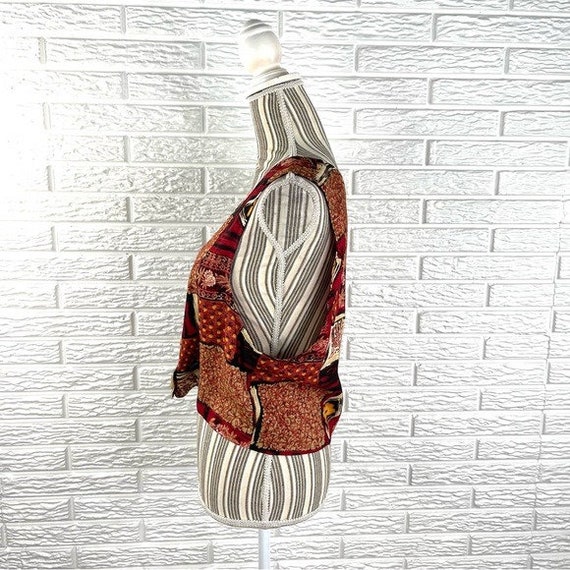 Vintage JD Wright Patterned Patchwork Vest Size 1… - image 4