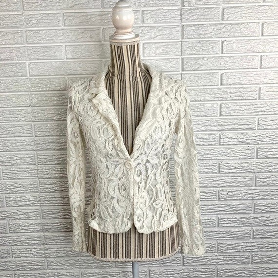 Vintage 90s Windsor Sheer White Lace Jacket - image 1