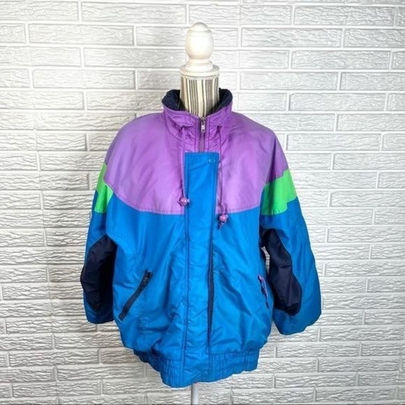 Vintage Mixed Blues Multicolored Jacket Purple Bl… - image 1