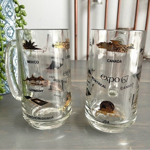 Vintage 1967 Expo 67 World Fair Beer Stein Glasses National