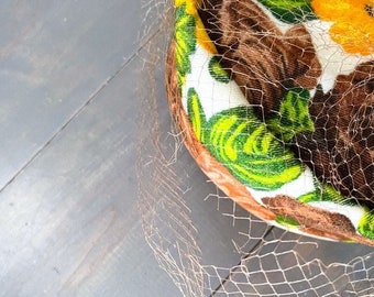 Vintage Union Made Toque Netted Hat Velvet Floral - Etsy display picture 1