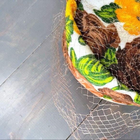 Vintage Union Made Toque Netted Hat Velvet Floral - Etsy