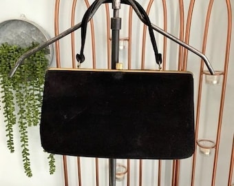 Vintage Black Velvet Handbag Clutch Purse