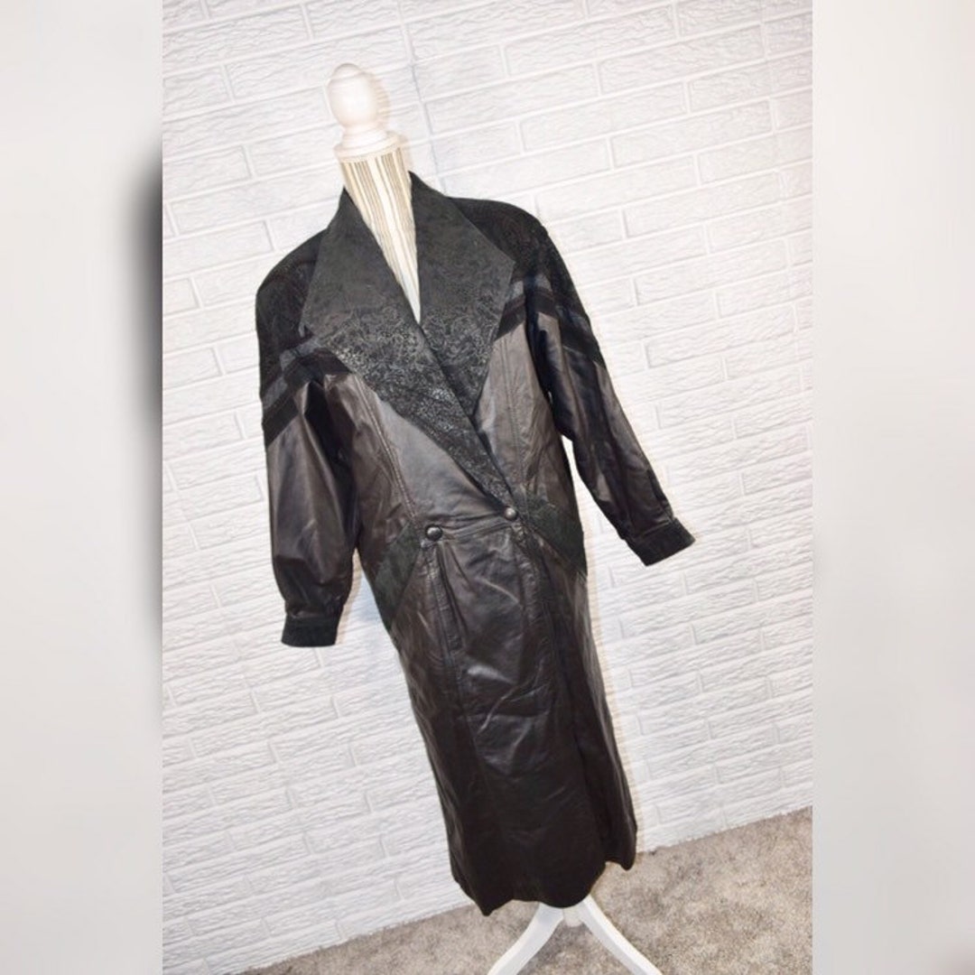 Vtg 80s Wilson's Leather Long Black Leather Coat - Etsy