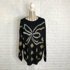 Vintage Bentley Woman Glittery Bow Sweater