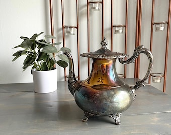 Vintage Ascot by Oneida Community Sheffield Reproduction Silver-Plated Teapot