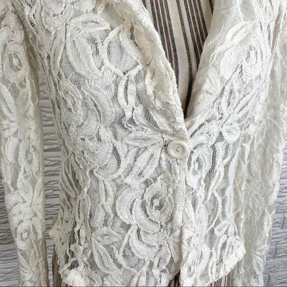 Vintage 90s Windsor Sheer White Lace Jacket - image 3