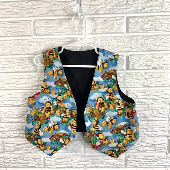 Vintage Kids Vest Teddy Bears Dressed as Bees - image 1