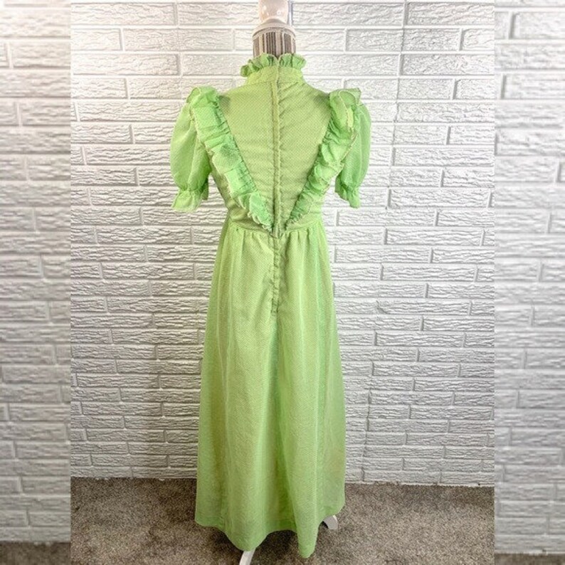 Vintage Green Polka Dot Ruffled Cottagecore Dress image 5