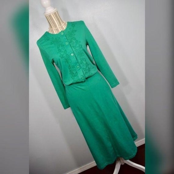 Vintage 80s Liz Claiborne Embroidered Dress - image 1