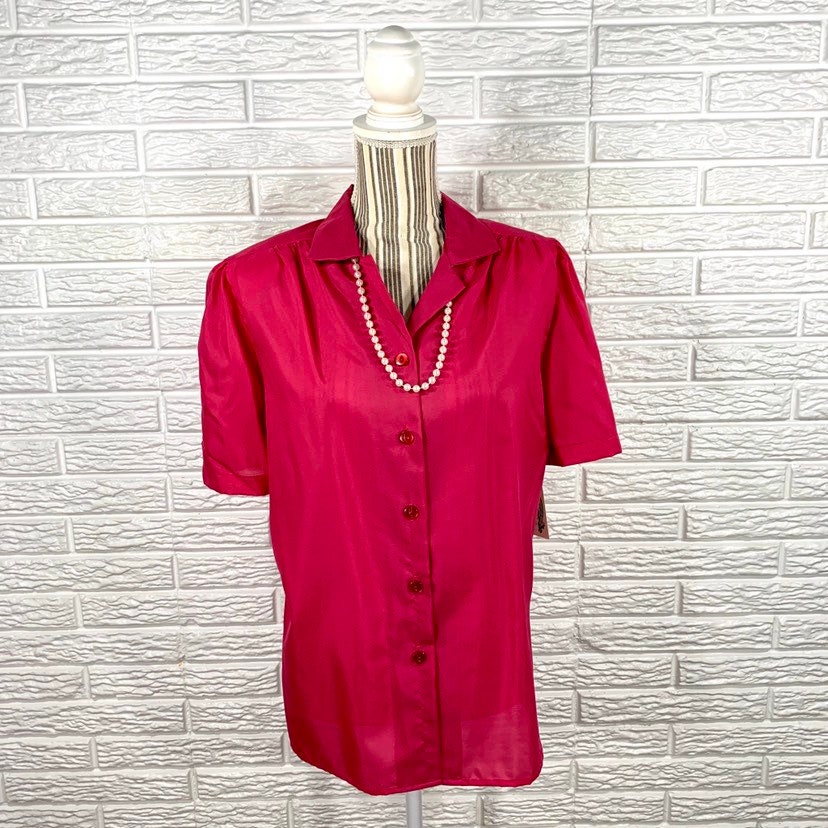 Vtg Separate Issue Pink Button up Blouse Attached Necklace - Etsy