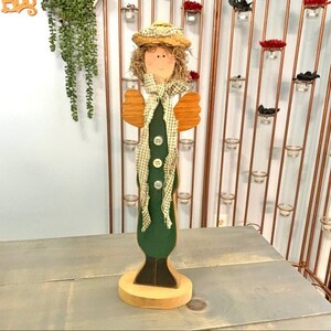 Vintage Country Angel Girl Wooden Doll