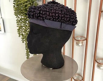 Vintage Union Made Navy Blue Ribbon Beret Hat