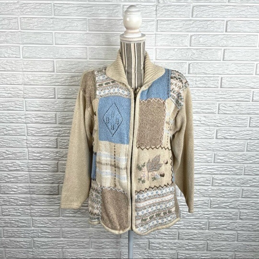 Vintage Jantzen Classics Hand Embroidered Zip up Cardigan Sweater