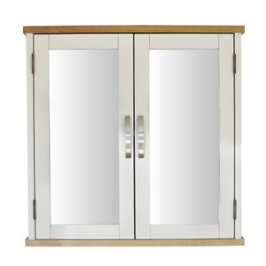 Bathroom Storage Cabinet White Painted Wall Mounted Mirrored 352P