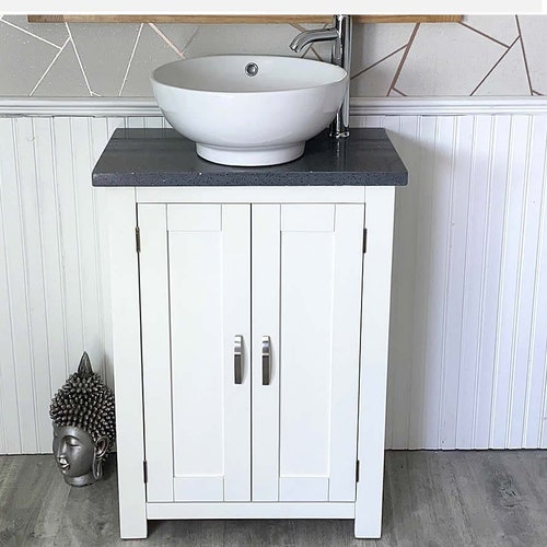 Off White Painted Bathroom Vanity Unit Travertine Top and Etsy UK