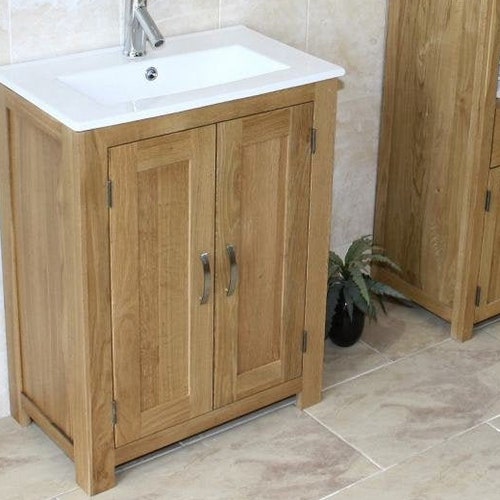 Solid Oak Bathroom Vanity Unit Ceramic Inset Basin 310INSET Etsy UK