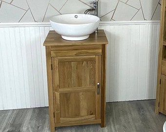 Small Compact Oak Bathroom Modern Vanity Cabinet and Ceramic Basin 308