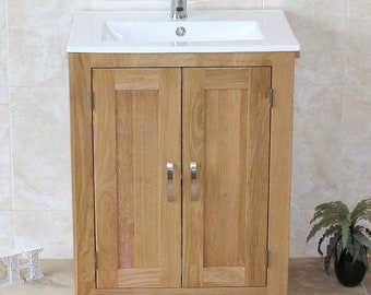 Bathroom Vanity Unit Solid Oak | Ceramic Inset Basin 310INSET